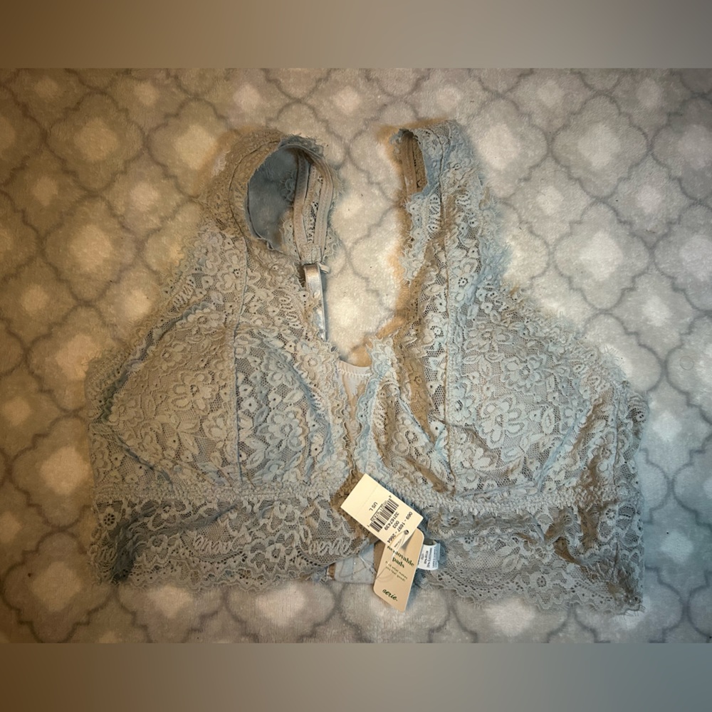 Large light blue lacy bralette